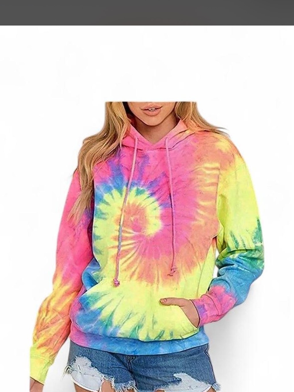 Tie-Dye Rainbow Hoodie Sweatshirt - Women's Casual Pullover